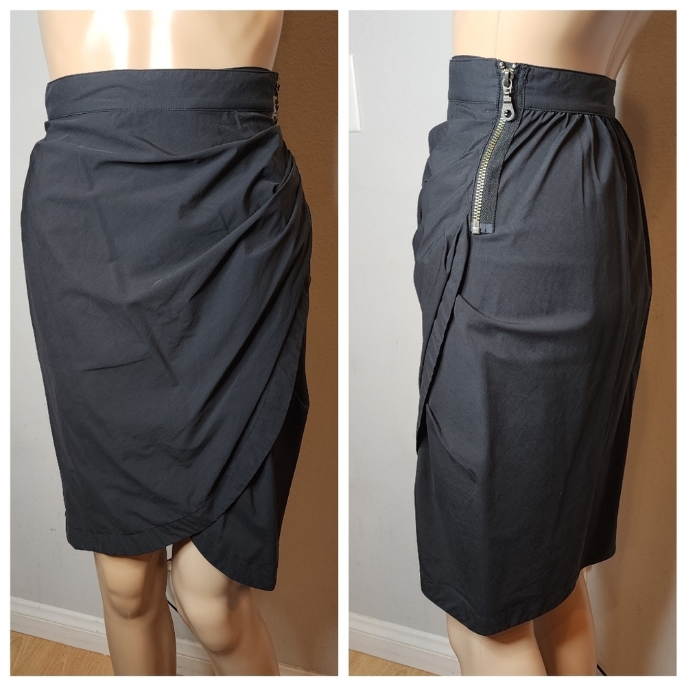 Opening Ceremony Black Ruch Wrap Skirt Cotton Size XS‎